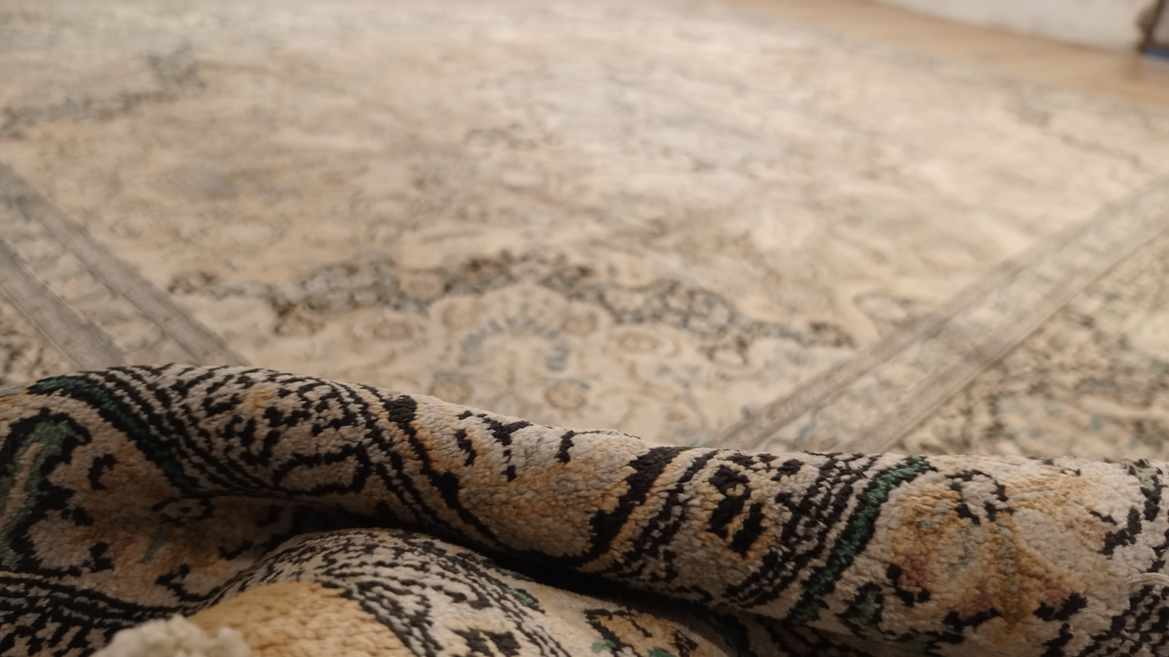 14’ x 10’ Rare vintage Persian Nain Hand Knotted Wool & Silk Area Rug - BR3141