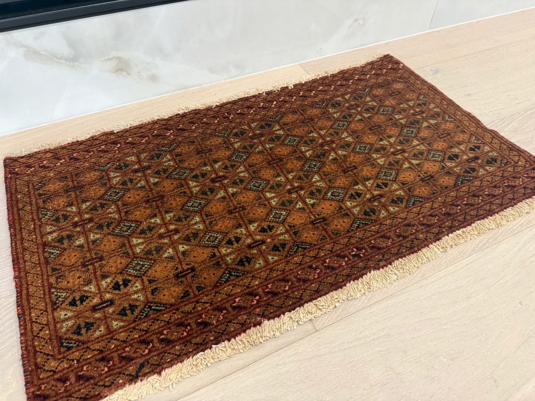 3' x 2’ Foot Authentic Vintage Persian Turkmen Sara Hand Knotted Wool Small Rug – BR2525