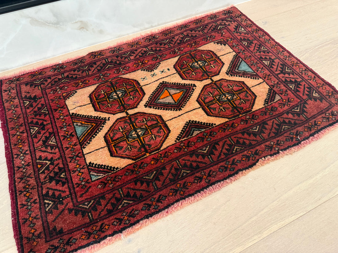 3' x 2’ Foot Authentic Vintage Persian Turkmen Sara Hand Knotted Wool Small Rug – BR2526