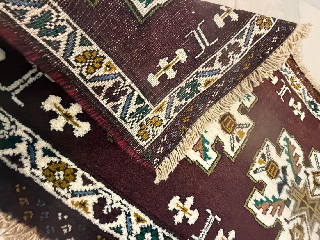 3' x 2’ Foot Authentic Vintage Persian Turkmen Sara Hand Knotted Wool Small Rug – BR2528