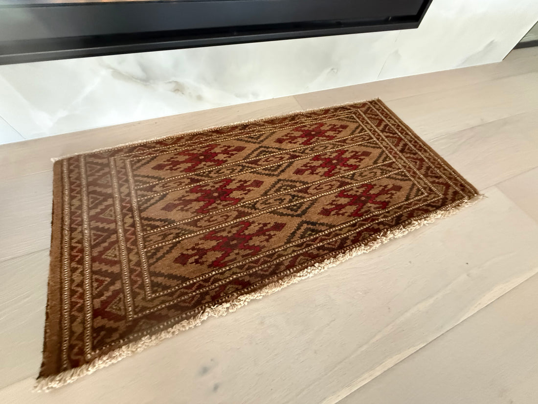 3' x 2’ Foot Authentic Vintage Persian Turkmen Sara Hand Knotted Wool Small Rug – BR2529