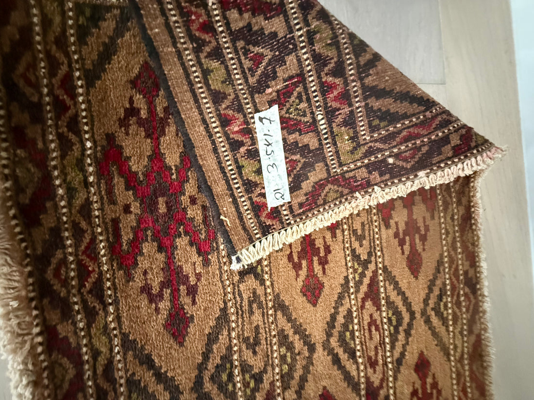 3' x 2’ Foot Authentic Vintage Persian Turkmen Sara Hand Knotted Wool Small Rug – BR2529