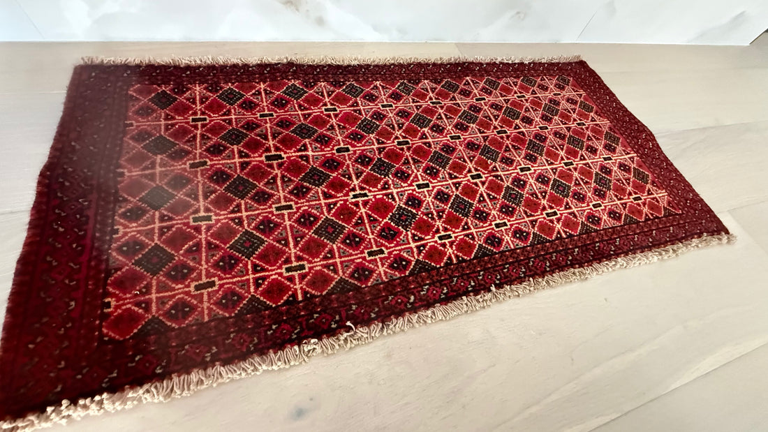 4' x 2’ Foot Authentic Vintage Persian Turkmen Sara Hand Knotted Wool Small Rug – BR2532