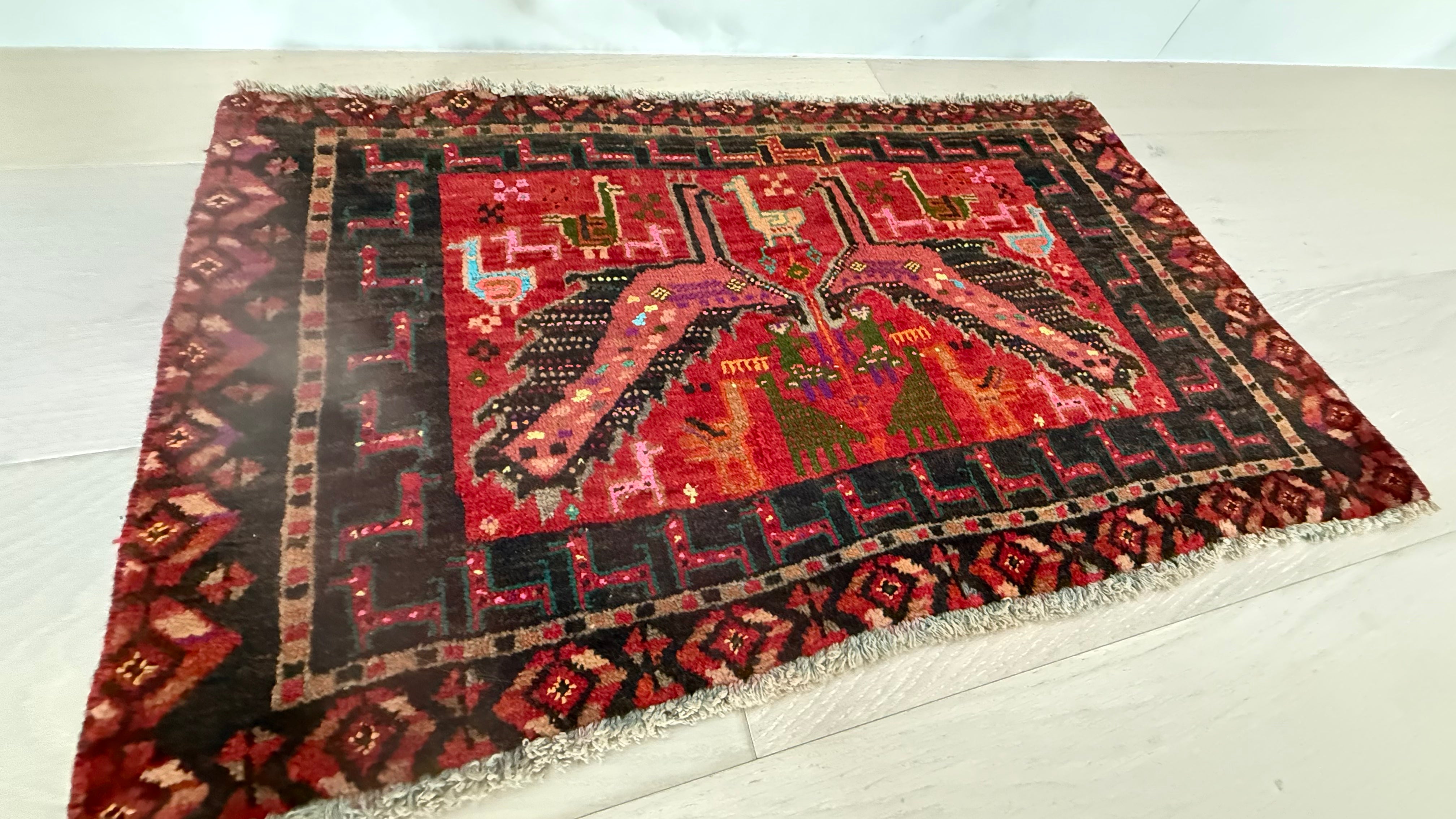 3' x 2’ Foot Authentic Vintage Persian Hamadan Hand Knotted Wool Small Rug – BR2534