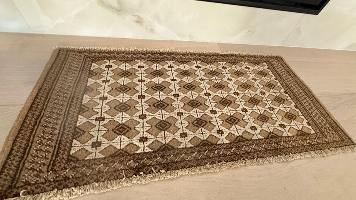 3' x 2’ Foot Authentic Vintage Persian Turkmen Sara Hand Knotted Wool Small Rug – BR2535