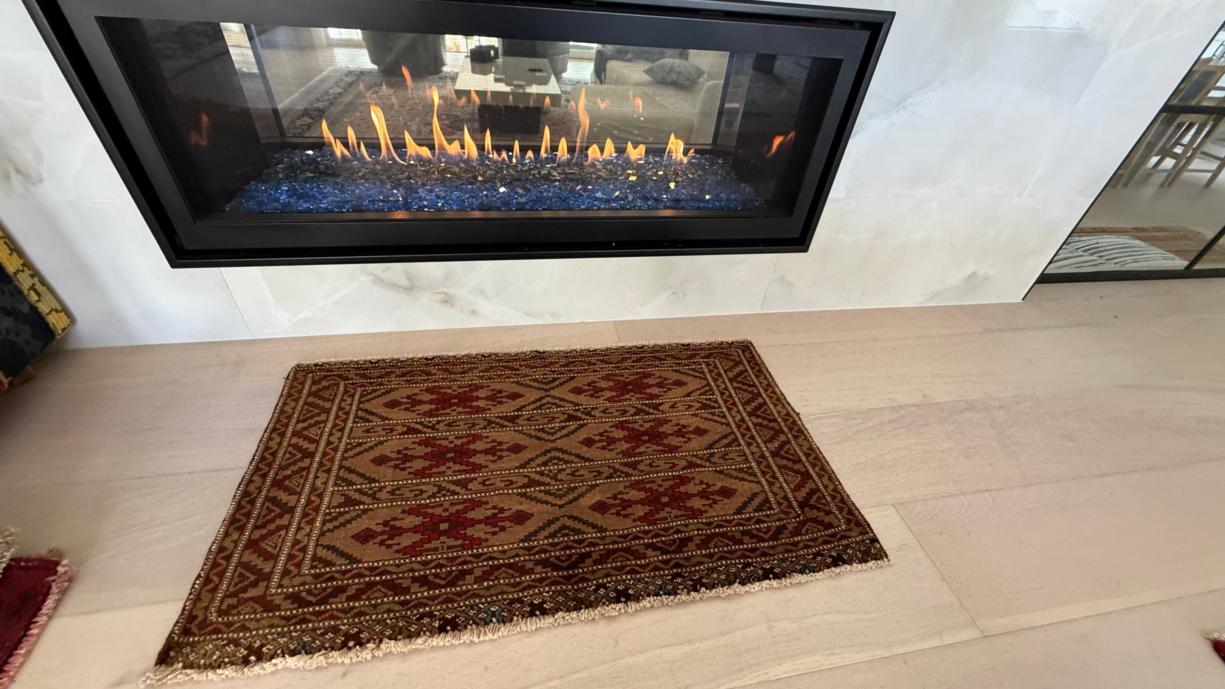 3' x 2’ Foot Authentic Vintage Persian Jambic Baluch Hand Knotted Wool Small Rug – BR2539