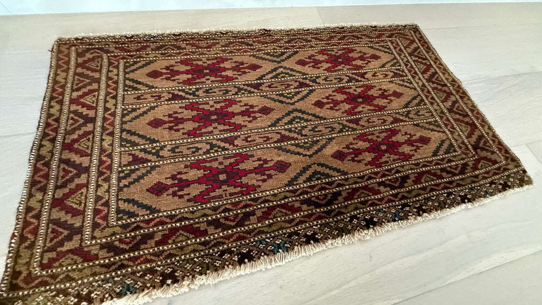 3' x 2’ Foot Authentic Vintage Persian Jambic Baluch Hand Knotted Wool Small Rug – BR2539