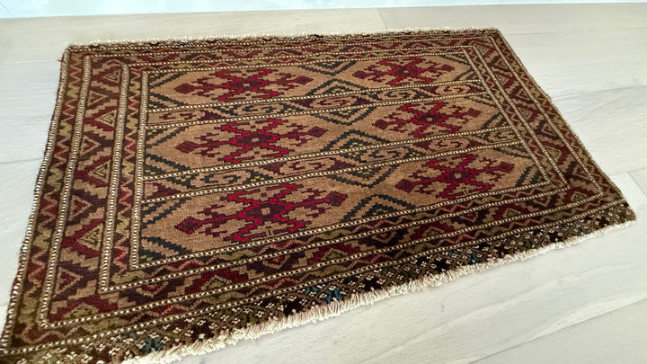 3' x 2’ Foot Authentic Vintage Persian Jambic Baluch Hand Knotted Wool Small Rug – BR2539