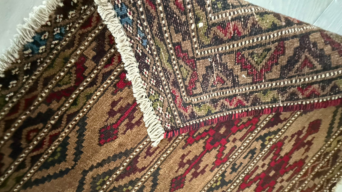 3' x 2’ Foot Authentic Vintage Persian Jambic Baluch Hand Knotted Wool Small Rug – BR2539