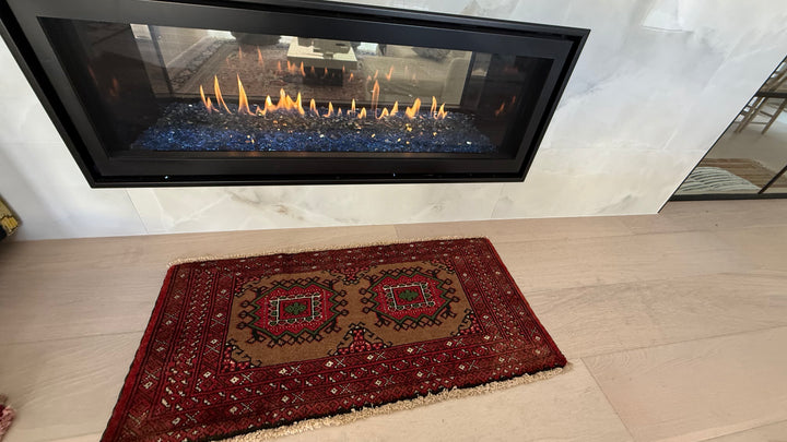 3' x 2’ Foot Authentic Vintage Persian Turkmen Sara Hand Knotted Wool Small Rug – BR2540