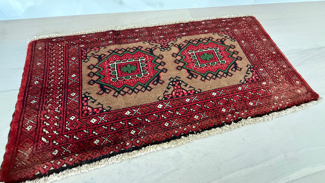 3' x 2’ Foot Authentic Vintage Persian Turkmen Sara Hand Knotted Wool Small Rug – BR2540