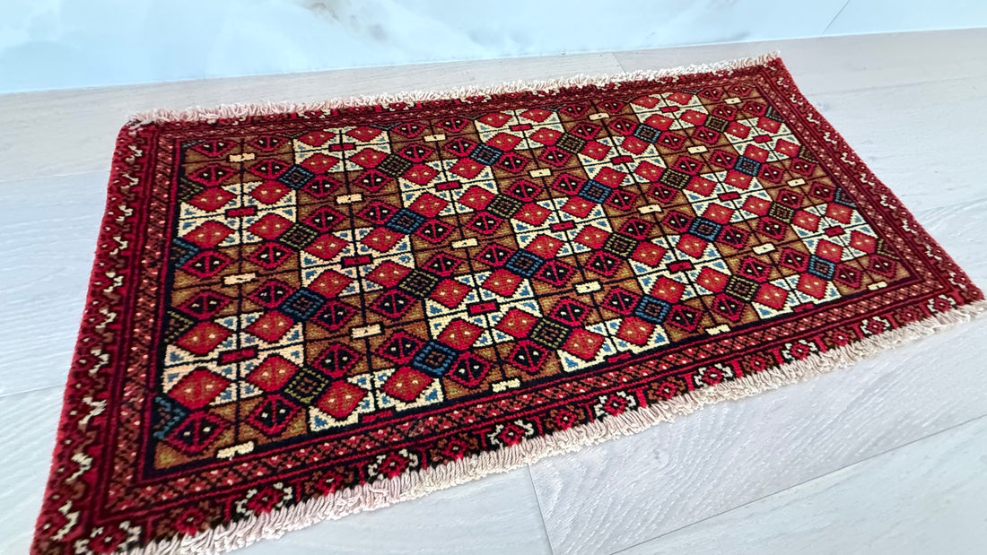 3' x 2’ Foot Authentic Vintage Persian Jambic Baluch Hand Knotted Wool Small Rug – BR2543