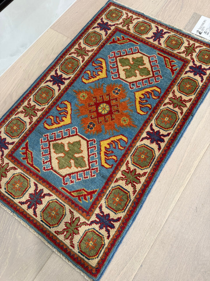 2’ x 3’ Ft. Contemporary Imported Caucasian Kazak Hand Knotted Wool Area Rug – BR2551