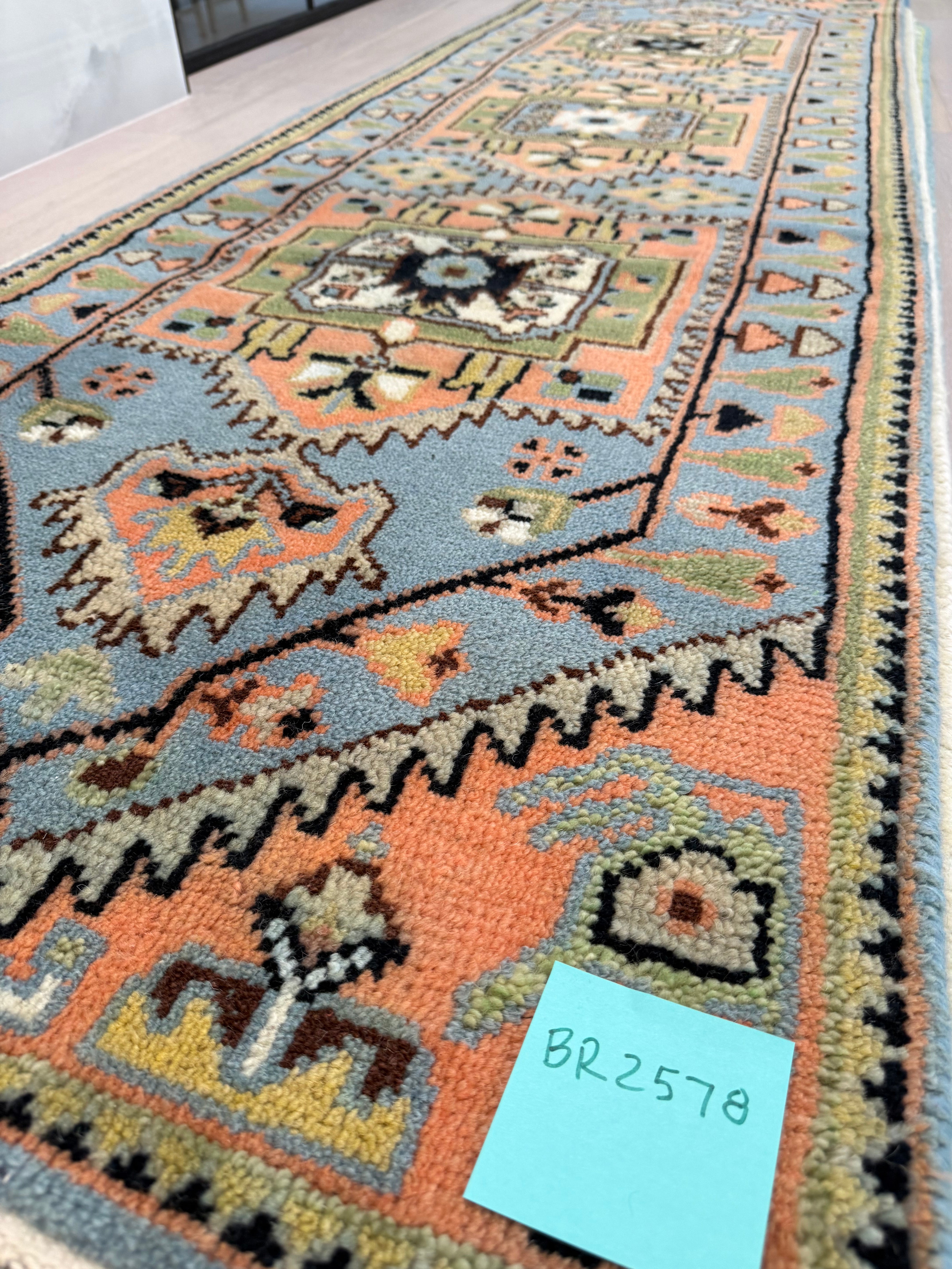 2.5’ x 8' Ft. Contemporary Turkish Oushak Bohemian Hand Knotted Wool Runner – BR2578