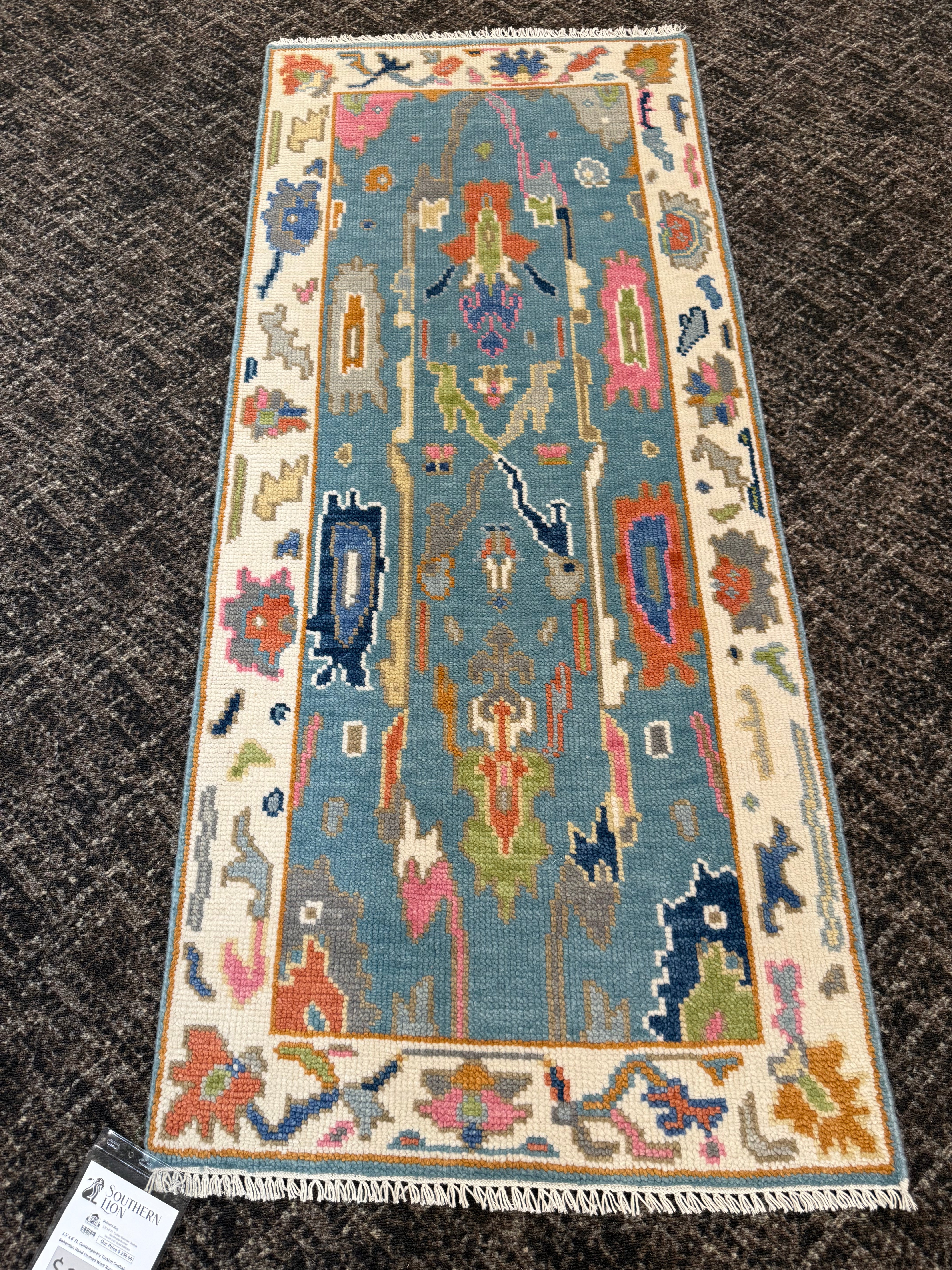 2.5' x 6' Ft. Contemporary Turkish Oushak Bohemian Hand Knotted Wool Runner – BR2560