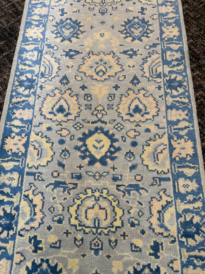 2.8’ x 10' Ft. Contemporary Turkish Oushak Bohemian Hand Knotted Wool Runner – BR2585