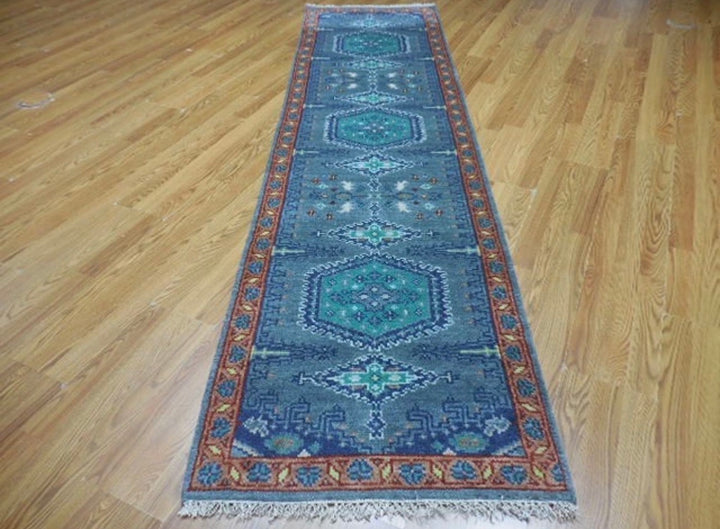2 1/2’ x 10' Ft. Contemporary Turkish Geometric Oushak Bohemian Hand Knotted Wool Runner – BR2611