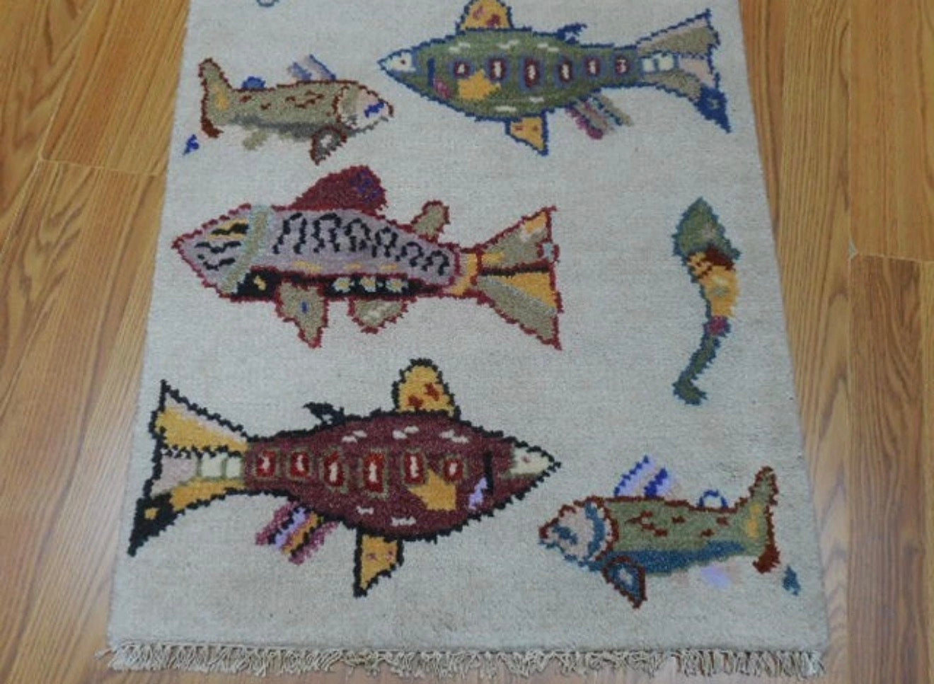 2’ x 3' Ft. Contemporary Fish / Sea Design Turkish Oushak Bohemian Hand Knotted Wool Area Rug - BR3003