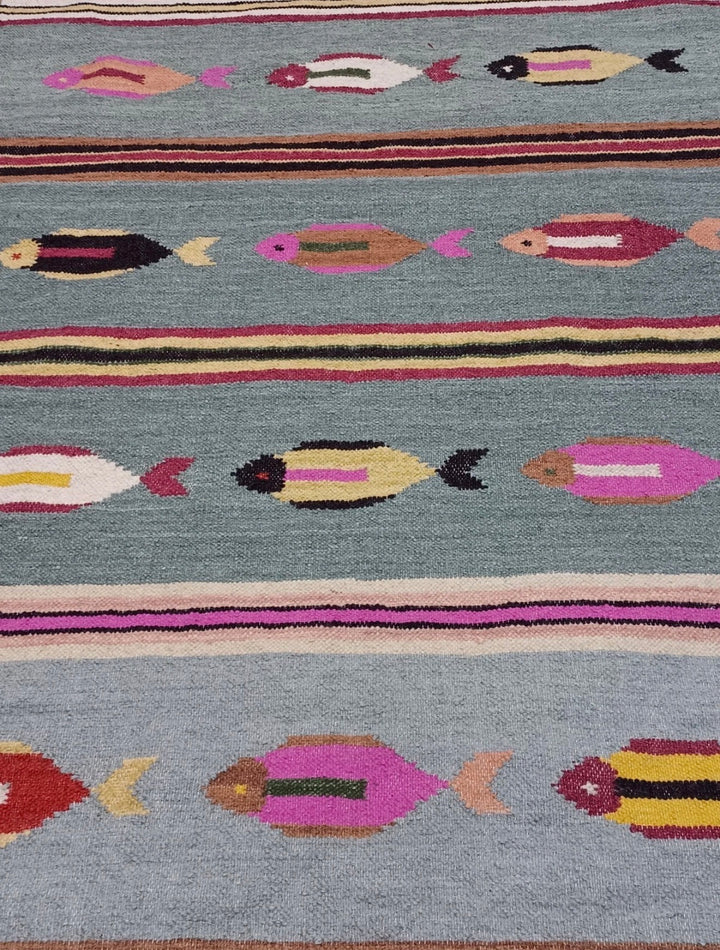 4’ x 6' Ft. Contemporary Fish / Sea Design Turkish Oushak Bohemian Hand Knotted Wool Area Rug - BR2606