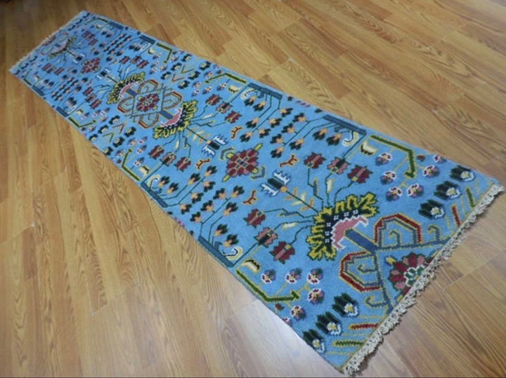 2 1/2’ x 10' Ft. Contemporary Turkish Geometric Oushak Bohemian Hand Knotted Wool Runner – BR2613