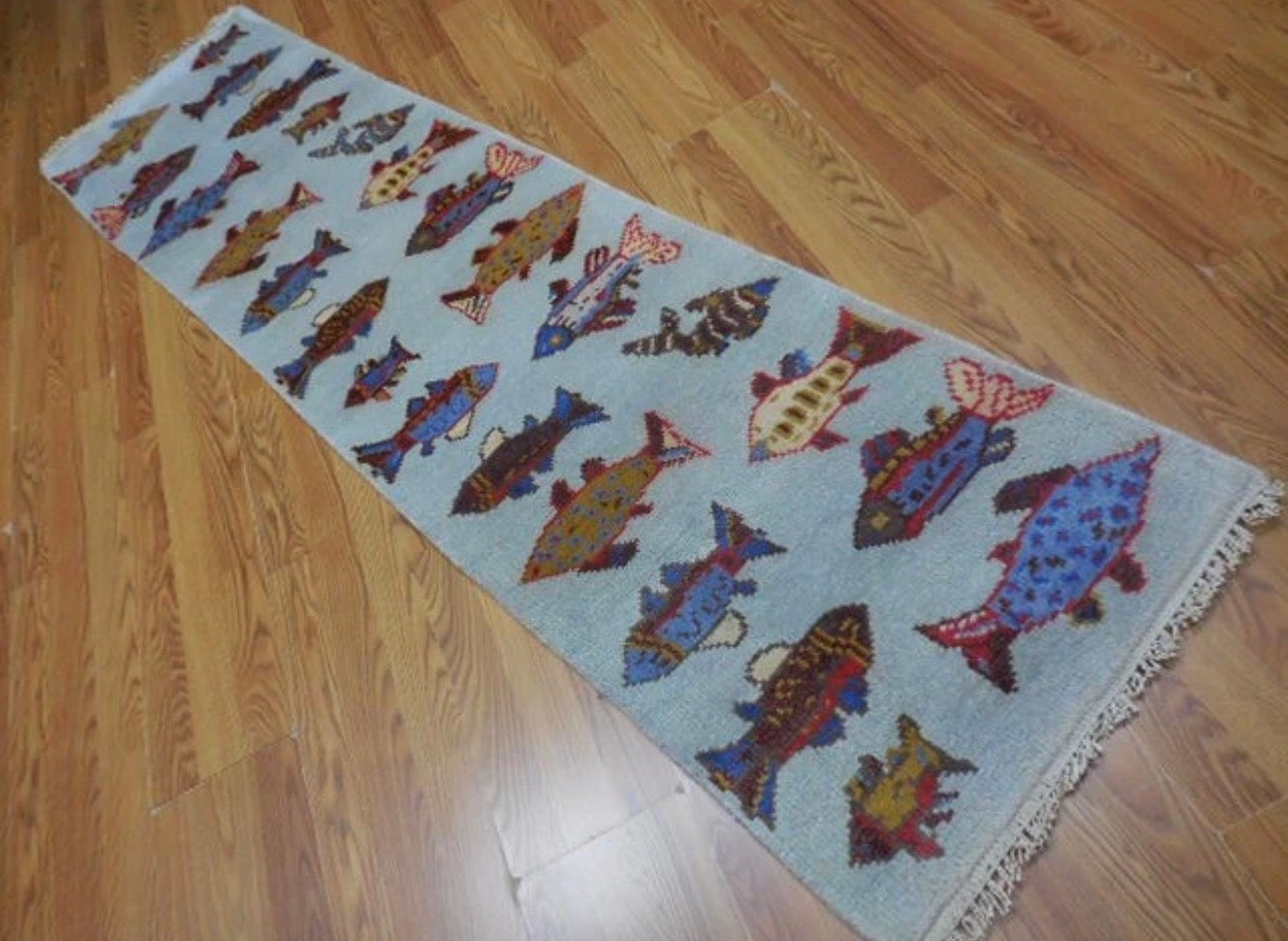 2’ x 8' Ft. Contemporary Fish / Sea Design Turkish Oushak Bohemian Hand Knotted Wool Runner / Rug - BR2614