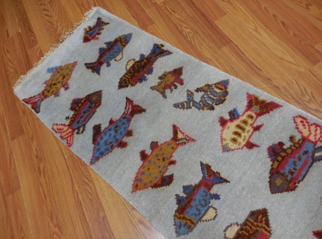 2’ x 8' Ft. Contemporary Fish / Sea Design Turkish Oushak Bohemian Hand Knotted Wool Runner / Rug - BR2614
