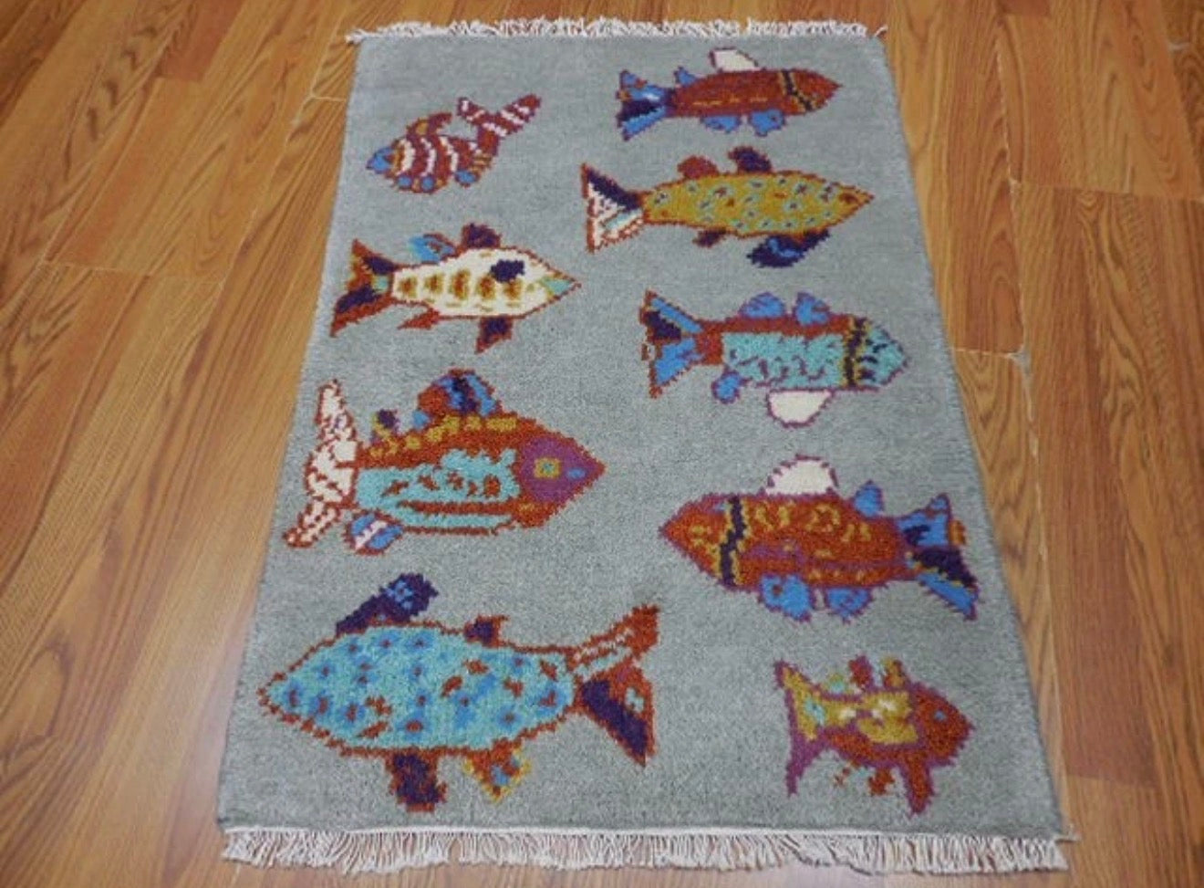 2’ x 3' Ft. Contemporary Fish / Sea Design Turkish Oushak Bohemian Hand Knotted Wool Area Rug - BR2615