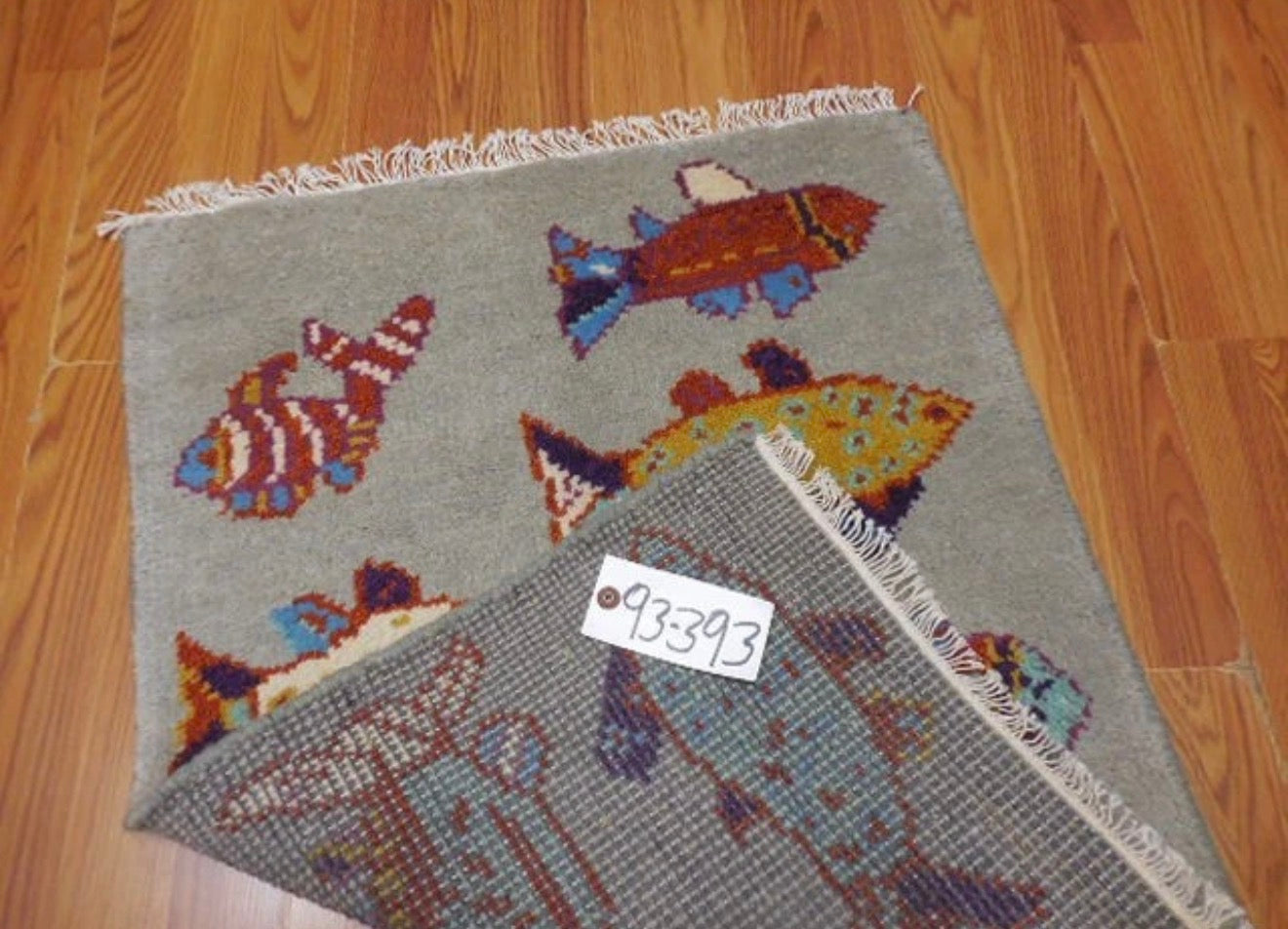 2’ x 3' Ft. Contemporary Fish / Sea Design Turkish Oushak Bohemian Hand Knotted Wool Area Rug - BR2615
