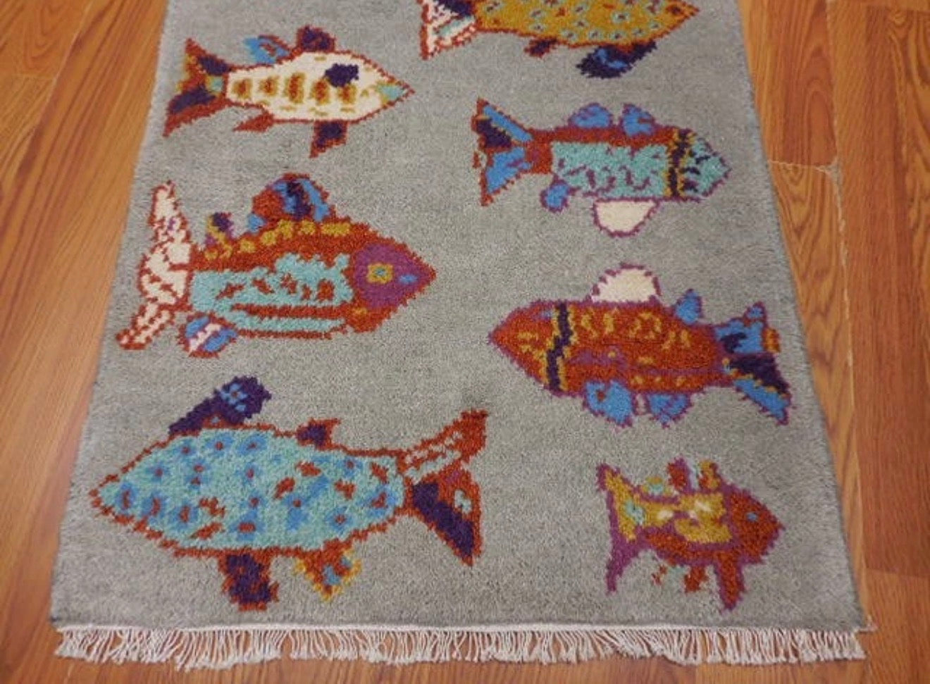 2’ x 3' Ft. Contemporary Fish / Sea Design Turkish Oushak Bohemian Hand Knotted Wool Area Rug - BR2615