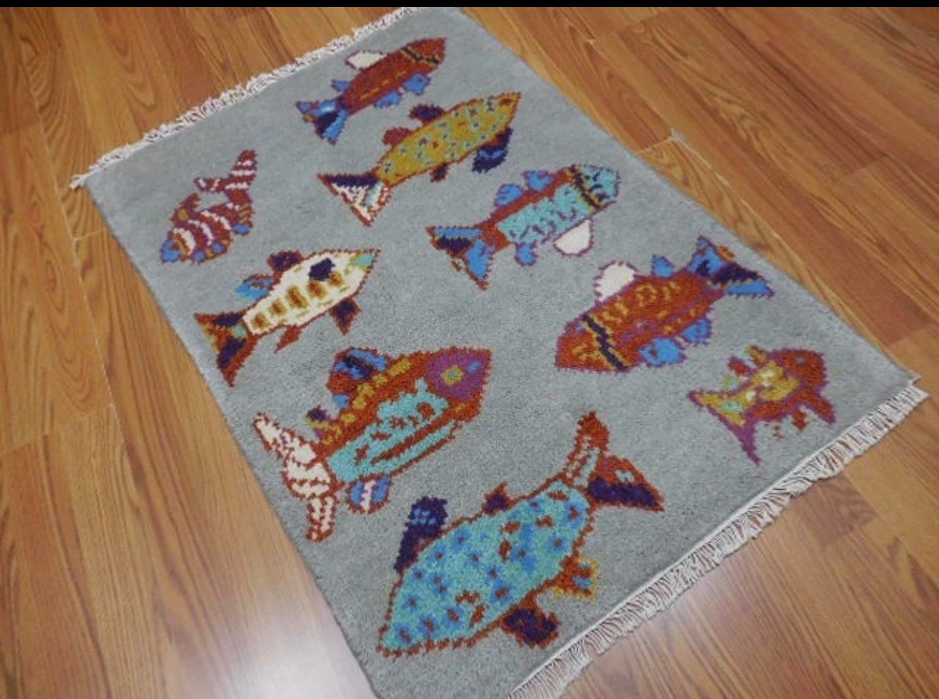 2’ x 3' Ft. Contemporary Fish / Sea Design Turkish Oushak Bohemian Hand Knotted Wool Area Rug - BR2615