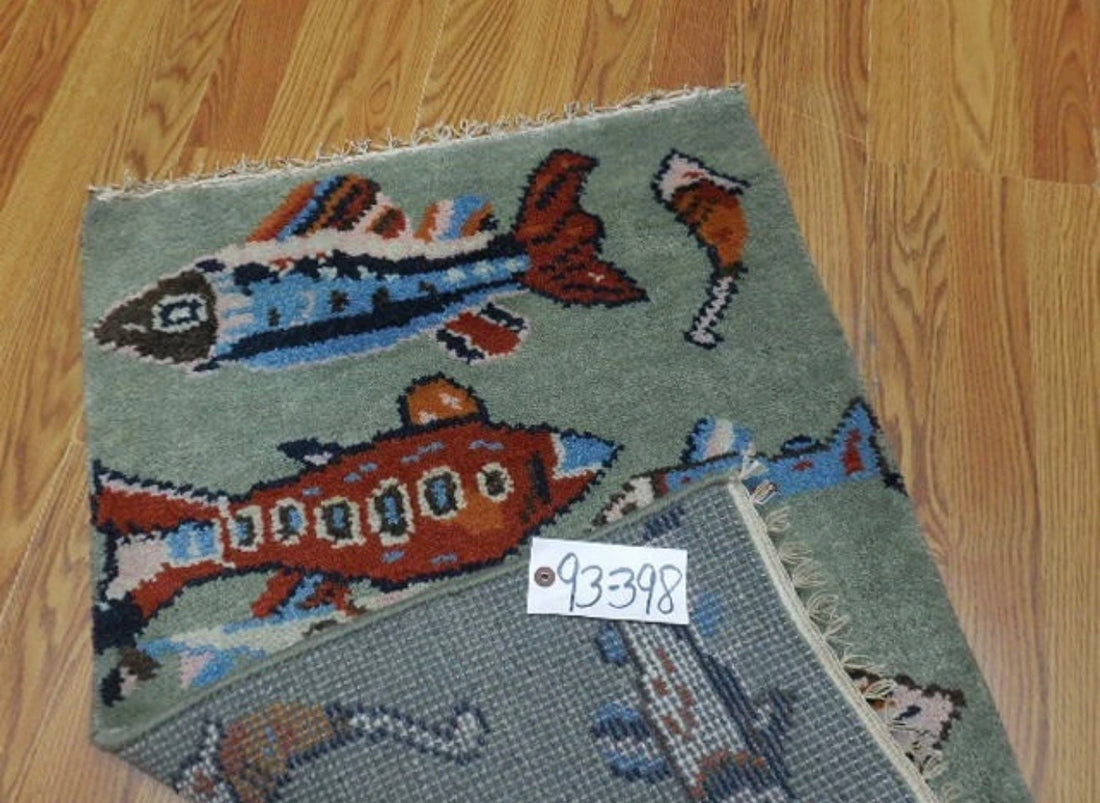 2’ x 3' Ft. Fun Colorful Fish / Sea Design Turkish Oushak Bohemian Hand Knotted Wool Area Rug - BR2623
