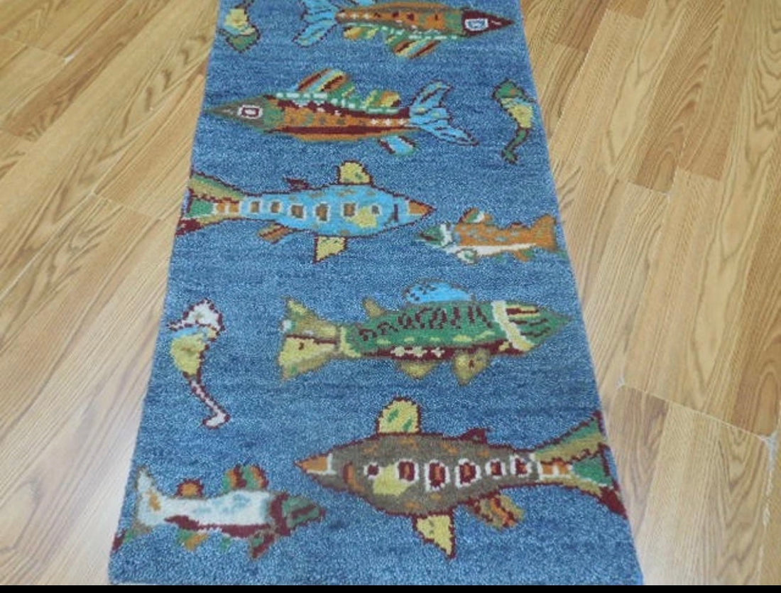 2’ x 6' Ft. Contemporary Fish / Sea Design Turkish Oushak Bohemian Hand Knotted Wool Runner / Rug - BR2626