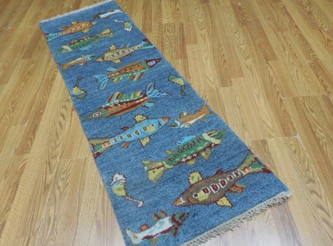 2’ x 6' Ft. Contemporary Fish / Sea Design Turkish Oushak Bohemian Hand Knotted Wool Runner / Rug - BR2626