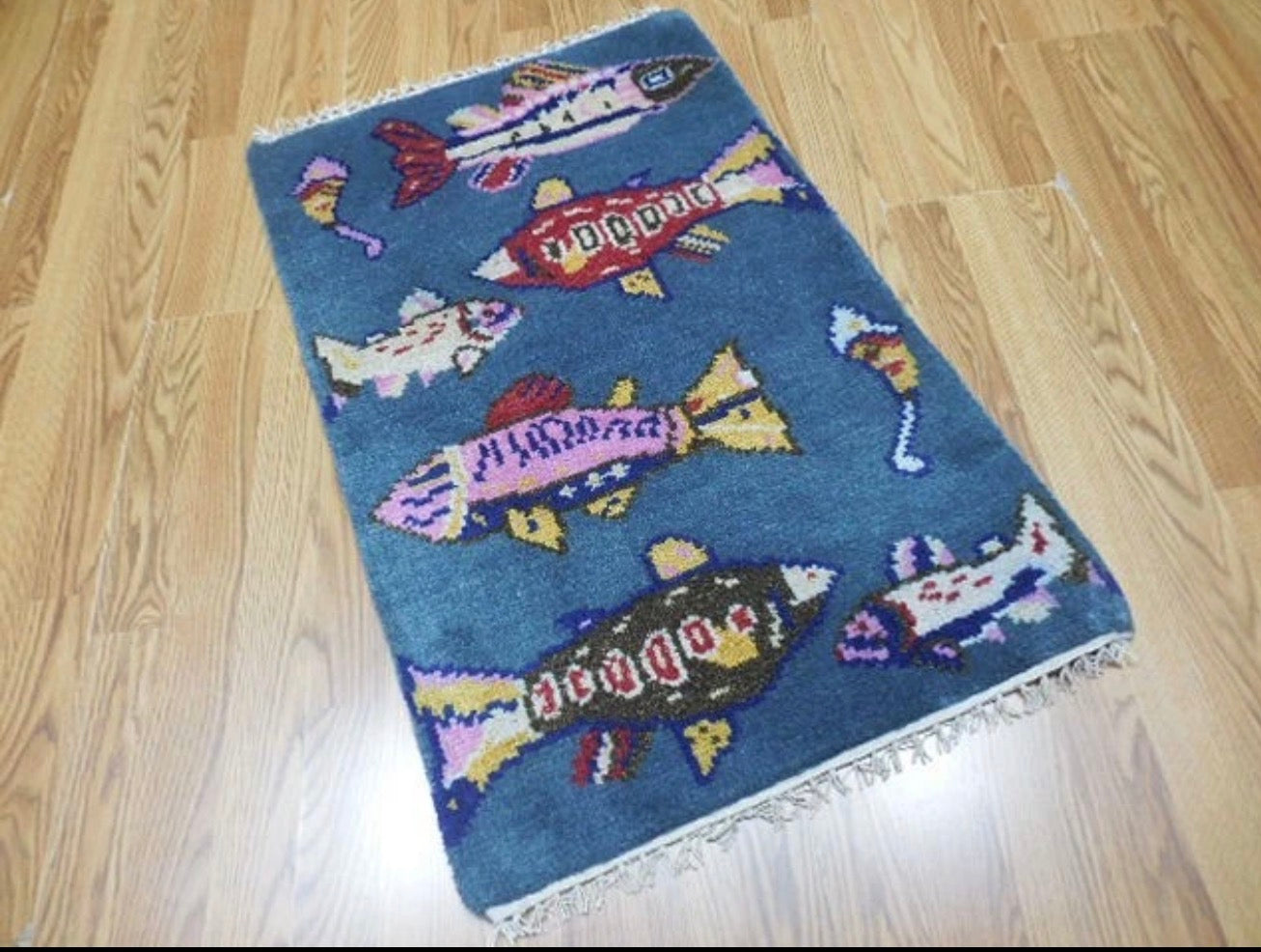 2’ x 3' Ft. Fun Colorful Fish / Sea Design Turkish Oushak Bohemian Hand Knotted Wool Area Rug - BR2625