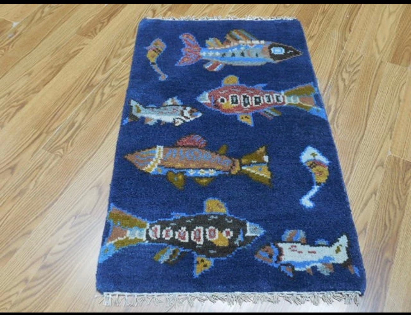 2’ x 3' Ft. Fun Colorful Fish / Sea Design Turkish Oushak Bohemian Hand Knotted Wool Area Rug - BR2625