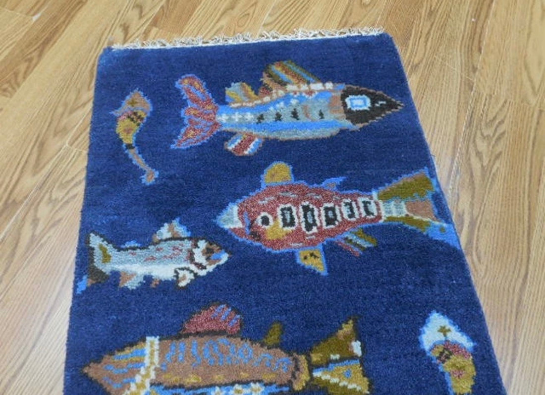 2’ x 3' Ft. Fun Colorful Fish / Sea Design Turkish Oushak Bohemian Hand Knotted Wool Area Rug - BR2625