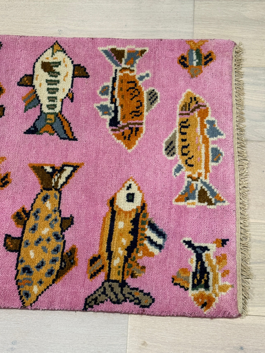 2.6' x 8' Ft. Fun Colorful Fish Design Turkish Hand Knotted Wool Rug / Runner - 3029