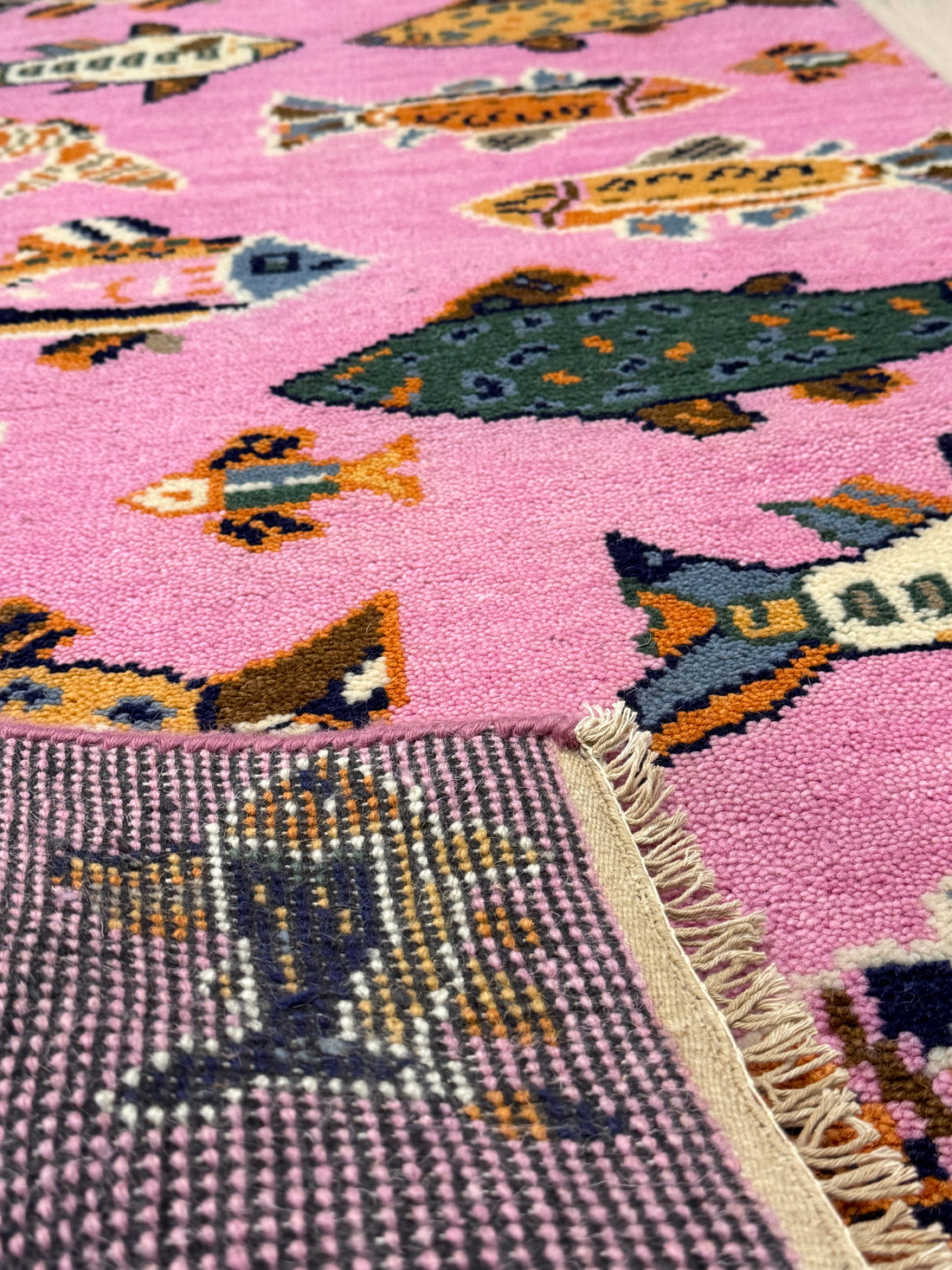 2.6' x 8' Ft. Fun Colorful Fish Design Turkish Hand Knotted Wool Rug / Runner - 3029