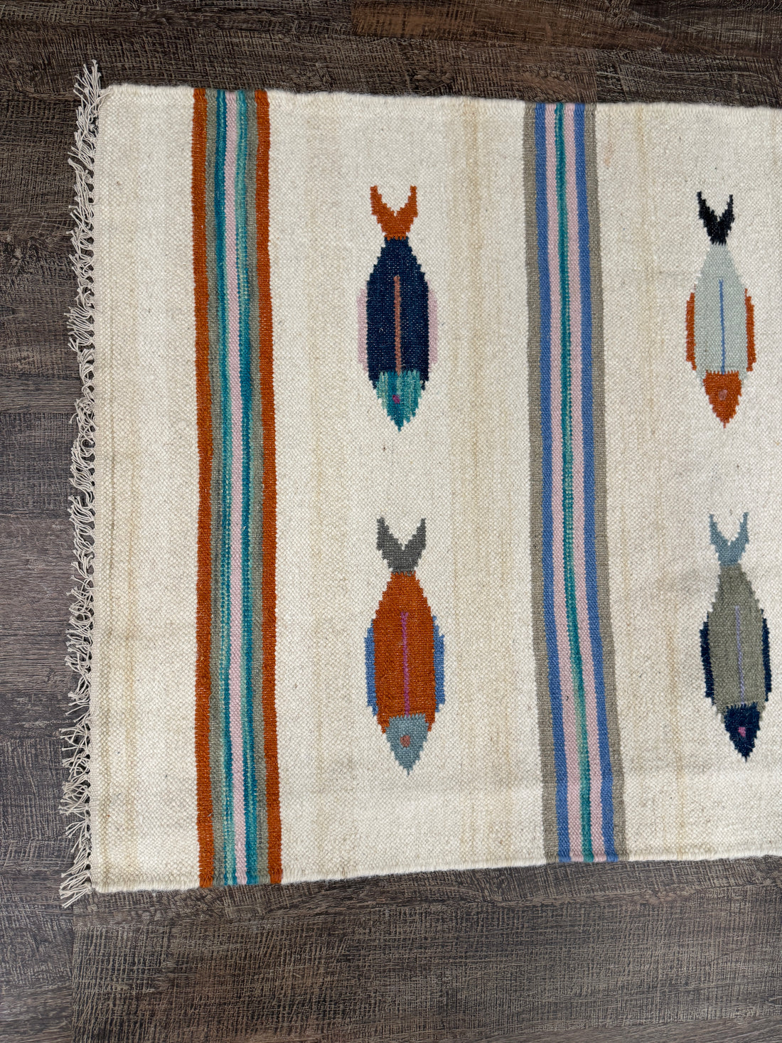 3' x 5' Ft. Fun Colorful Fish Design Turkish Oushak Kilim Hand Knotted Wool Area Rug – BR3042