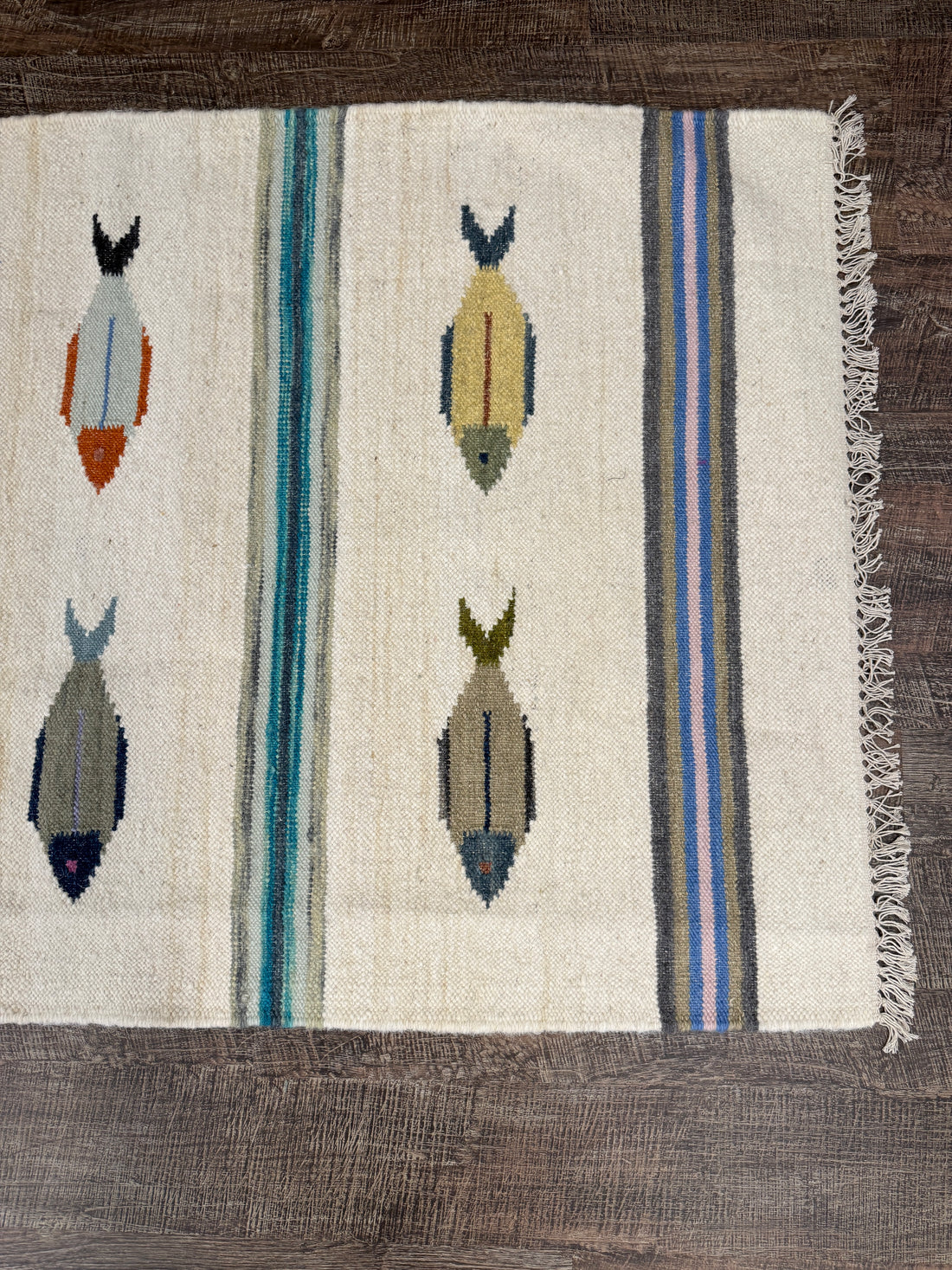 3' x 5' Ft. Fun Colorful Fish Design Turkish Oushak Kilim Hand Knotted Wool Area Rug – BR3042