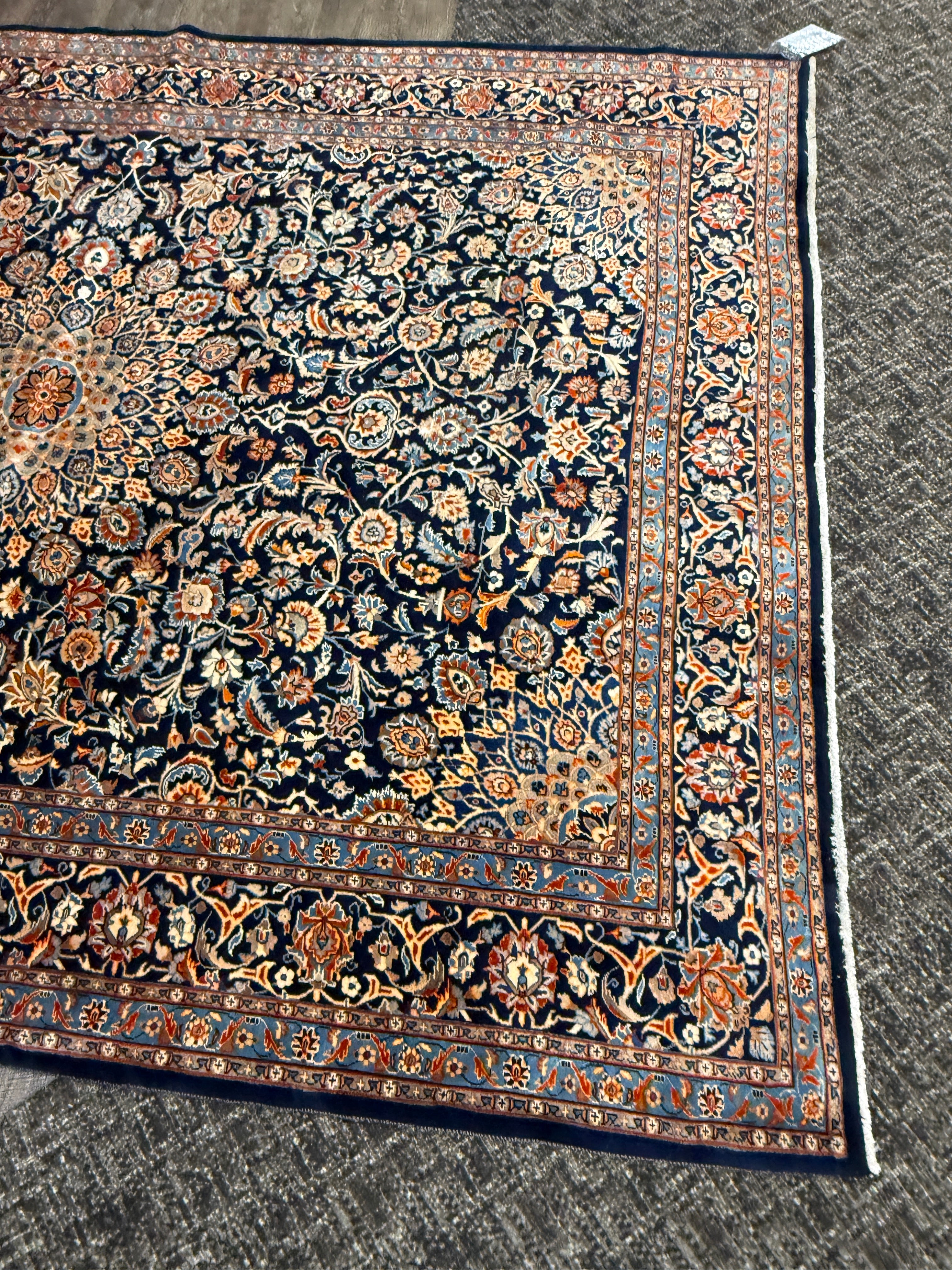 12' x 8' Gorgeous Authentic Persian Black Kashan Hank Knotted Fine Wool Large Area Rug - BR317