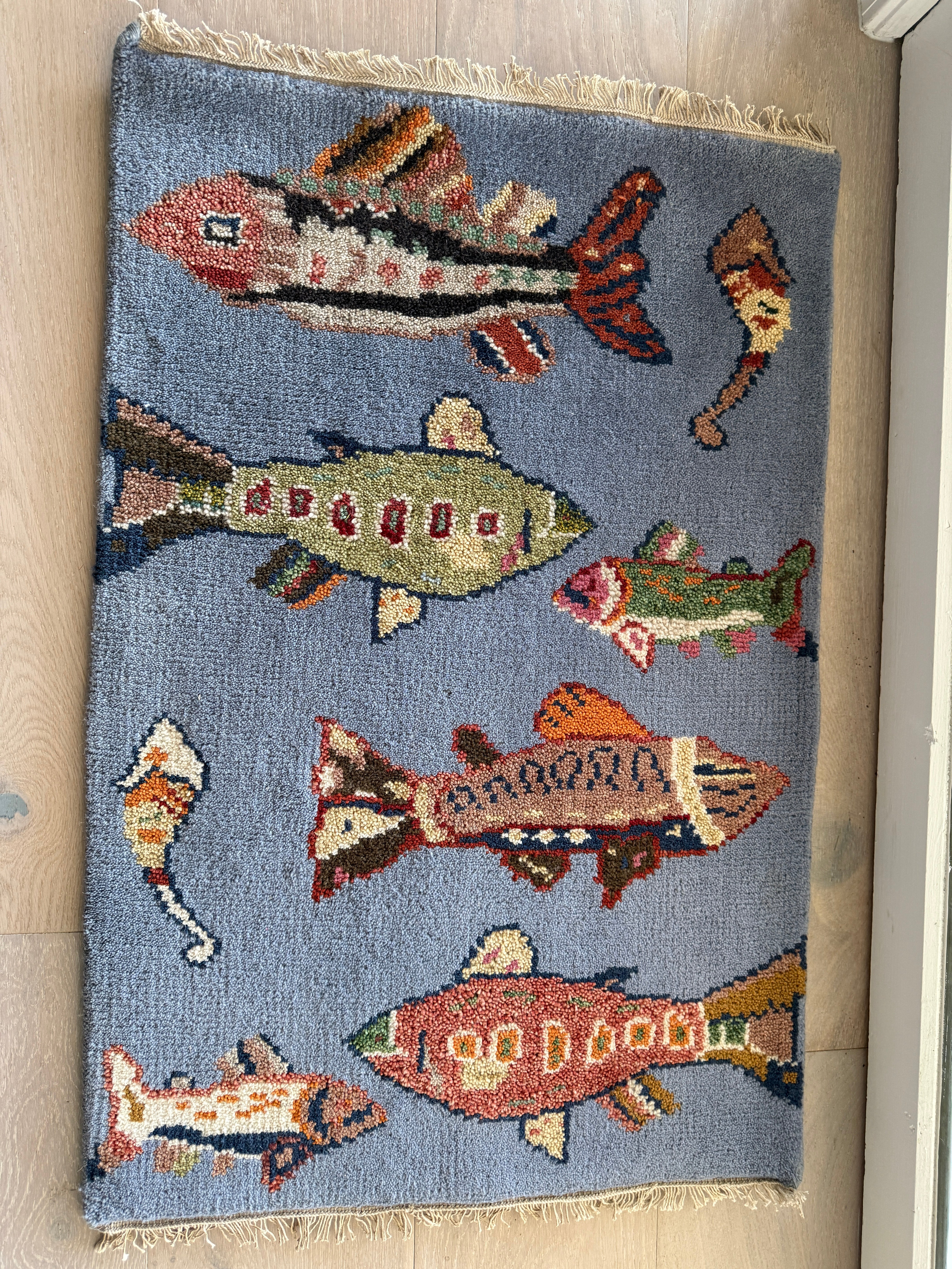 2' x 3' Ft. Fun Fish/Sea Design Turkish Oushak Bohemian Hand Knotted Wool Area Rug - BR3077
