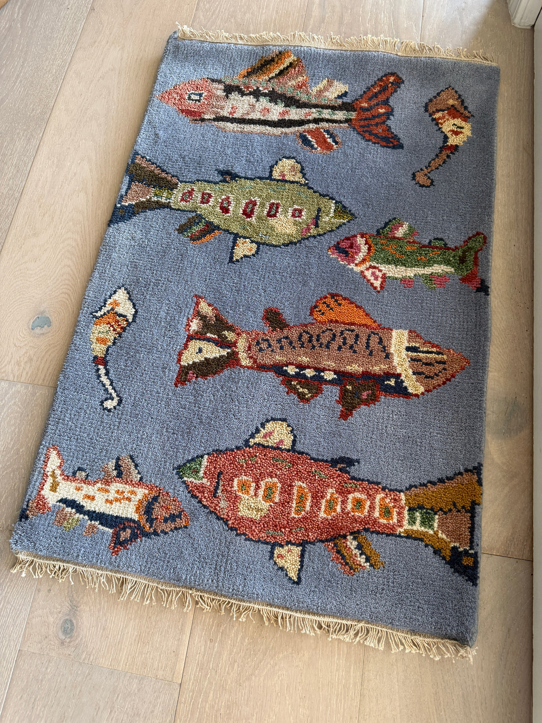 2' x 3' Ft. Fun Fish/Sea Design Turkish Oushak Bohemian Hand Knotted Wool Area Rug - BR3077