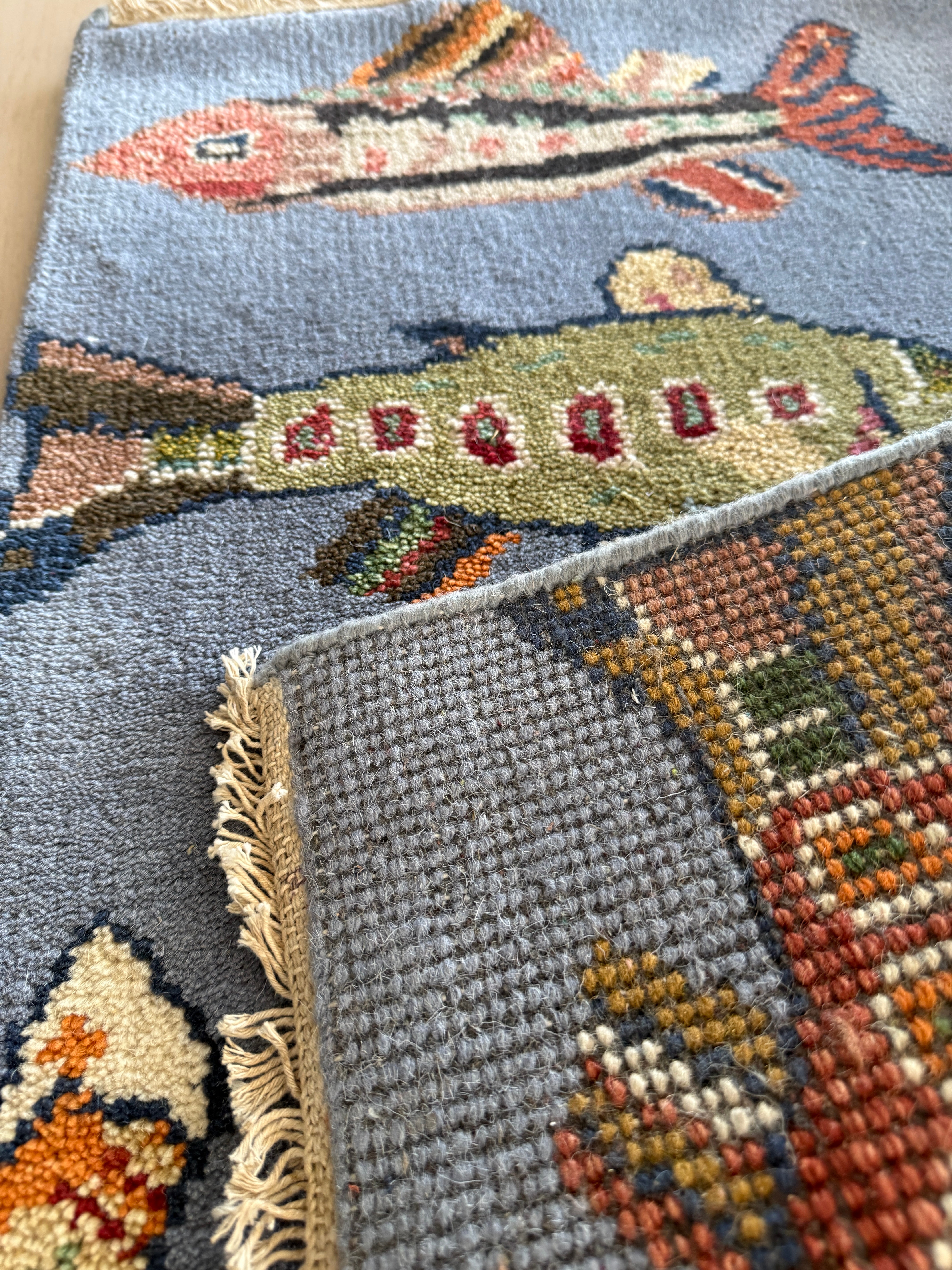 2' x 3' Ft. Fun Fish/Sea Design Turkish Oushak Bohemian Hand Knotted Wool Area Rug - BR3077
