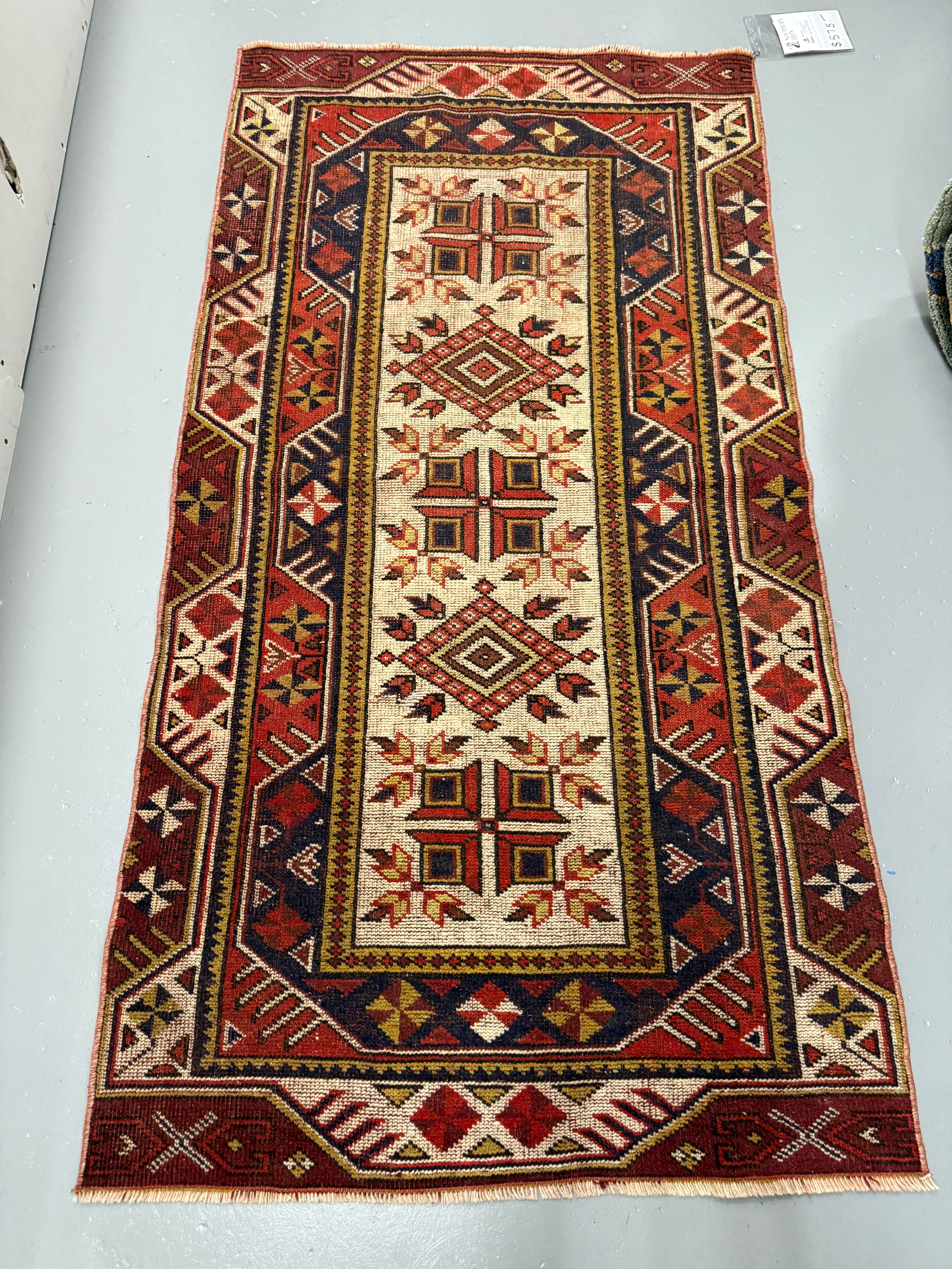 4' x 6' Authentic Vintage Turkish Geometric Anatolian Bohemian Rug BR116