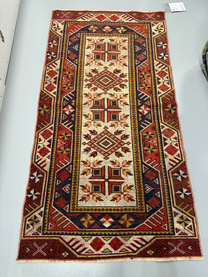 4' x 6' Authentic Vintage Turkish Geometric Anatolian Bohemian Rug BR116