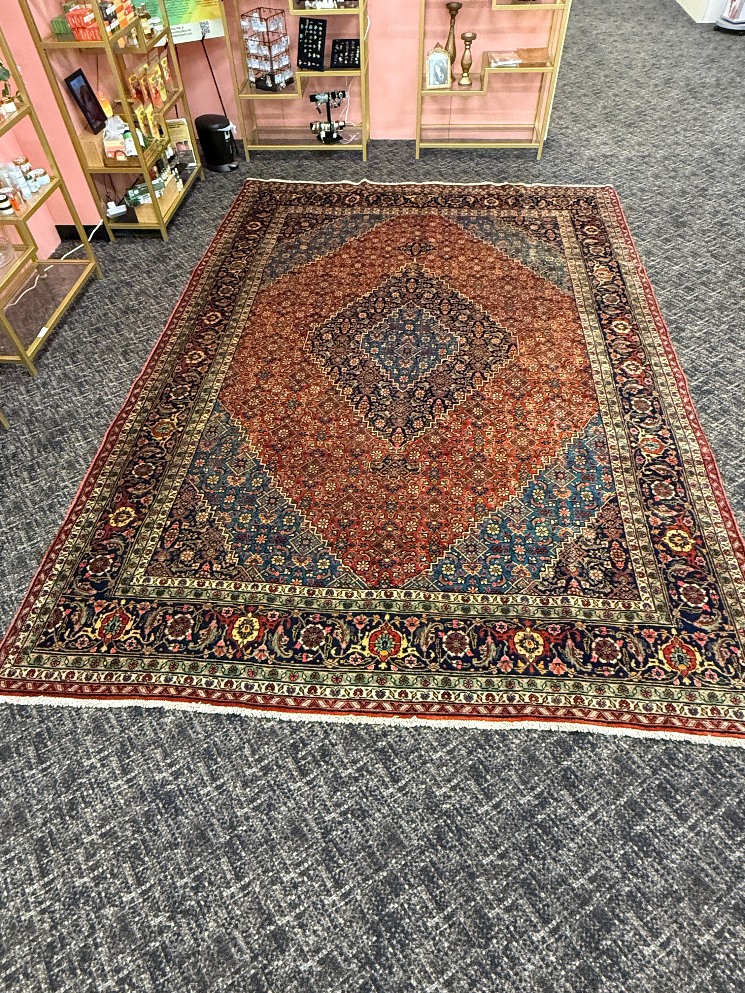 12' x 8' Ft. Authentic Persian Tabriz Herati Design Hand Knotted Fine Wool Large Area Rug BR2502