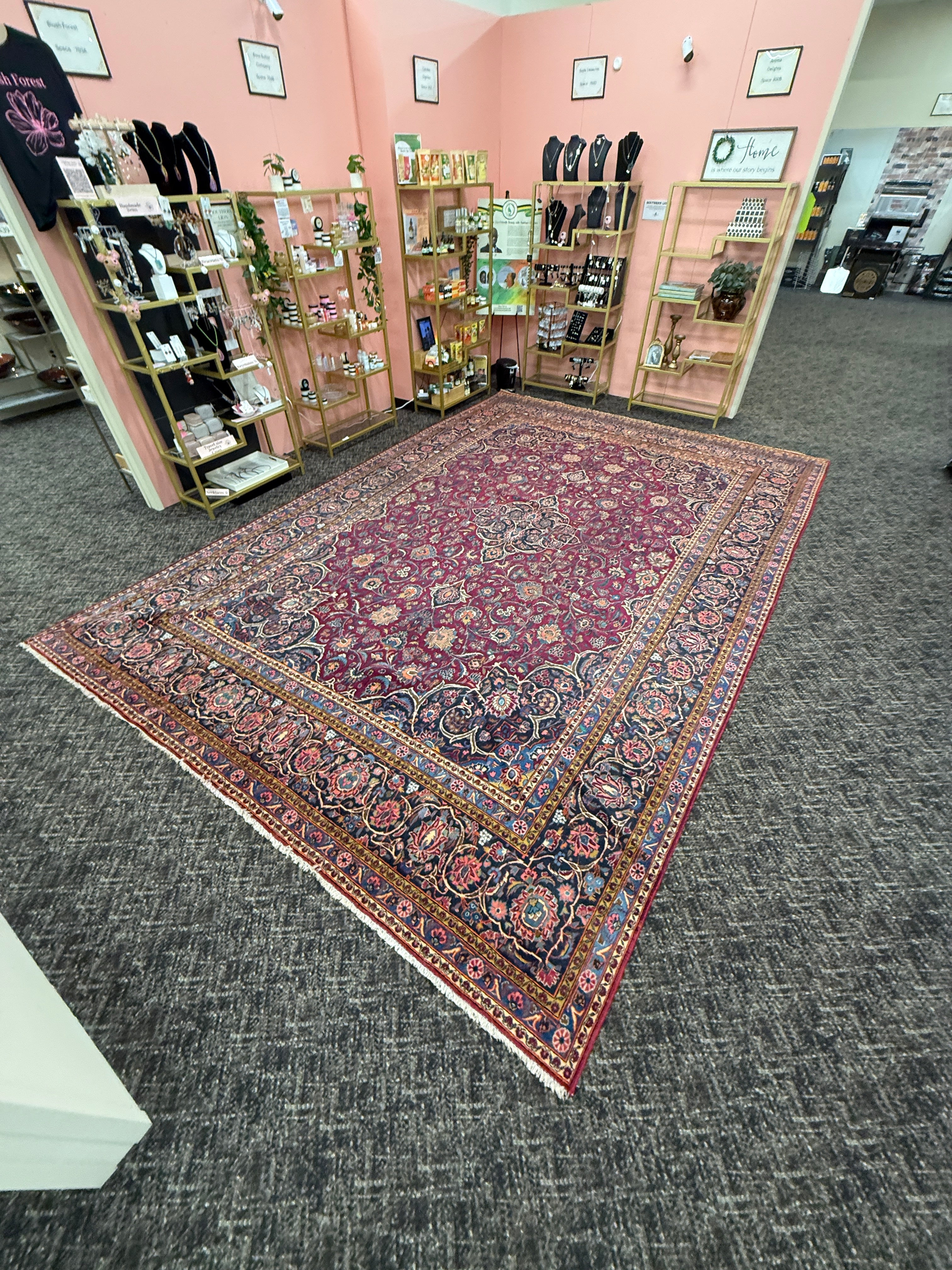 15’ x 11’ Ft. Authentic Vintage Persian Mashad Hand Knotted Fine Wool Area Rug - BR2661