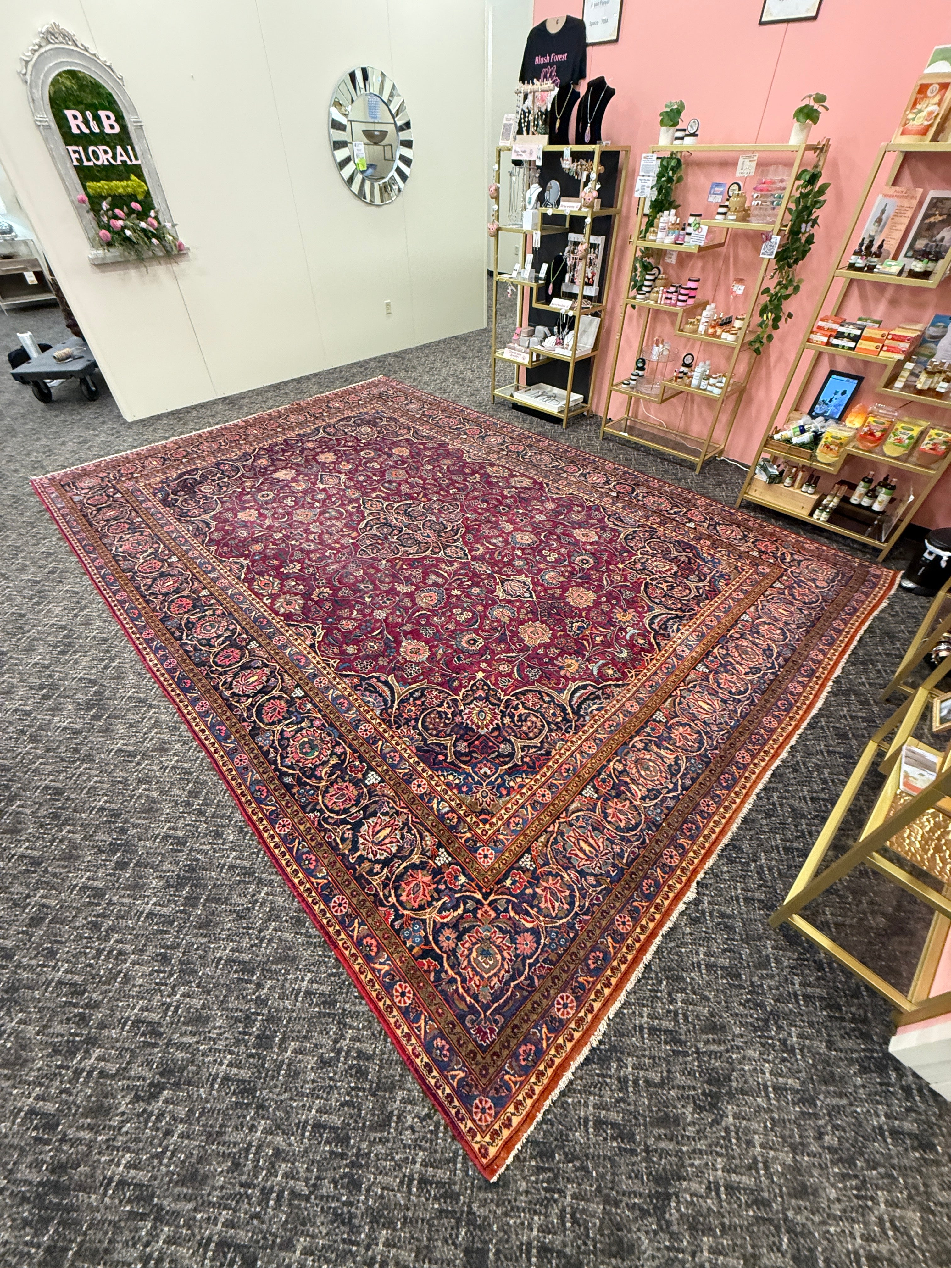 15’ x 11’ Ft. Authentic Vintage Persian Mashad Hand Knotted Fine Wool Area Rug - BR2661