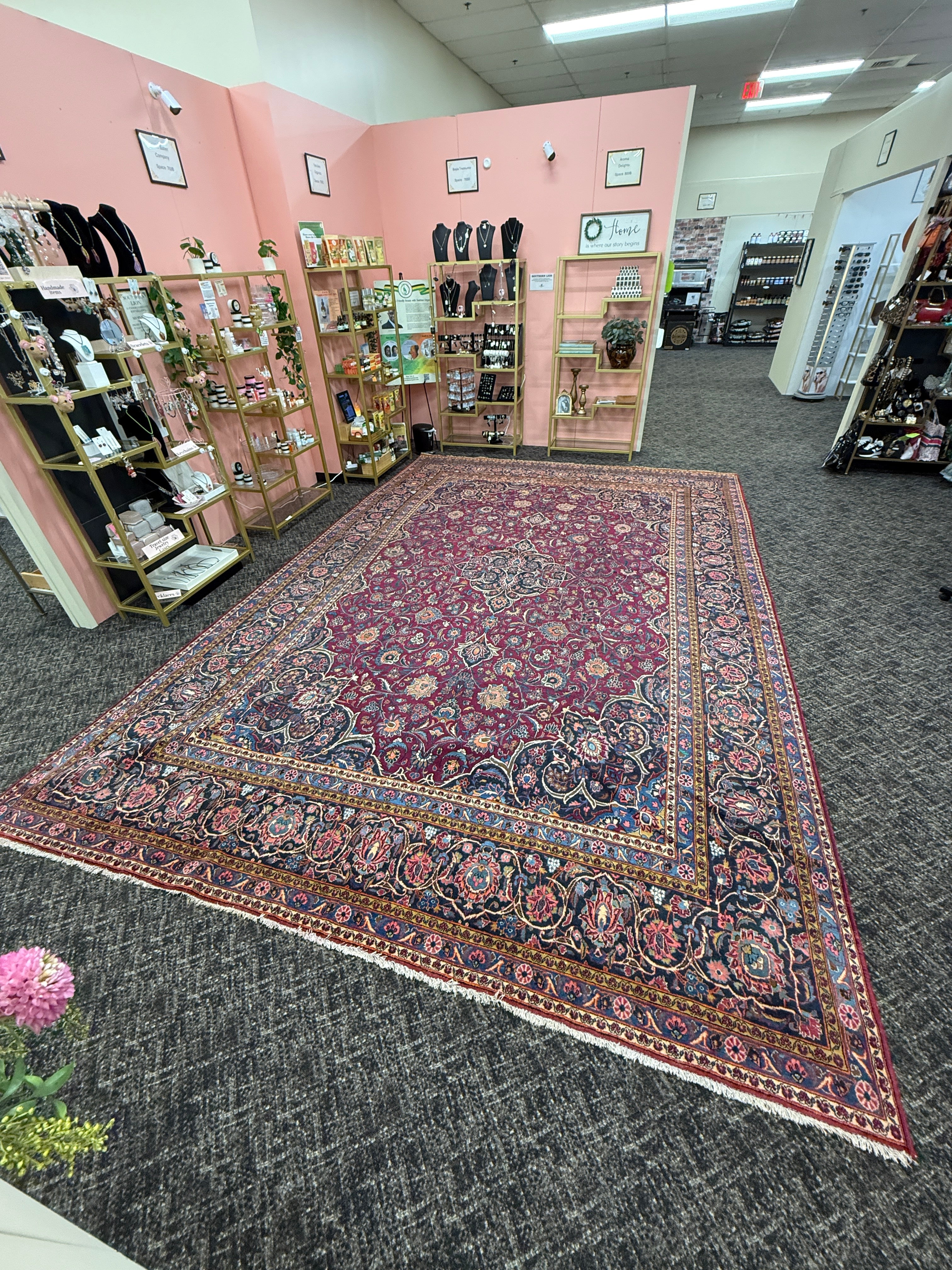 15’ x 11’ Ft. Authentic Vintage Persian Mashad Hand Knotted Fine Wool Area Rug - BR2661